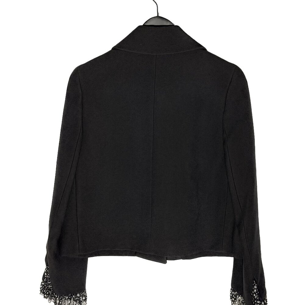 Miu Miu 2018 Pearl Buttons Crystal Lace Cuffs Black Blazer - Picture 6 of 11